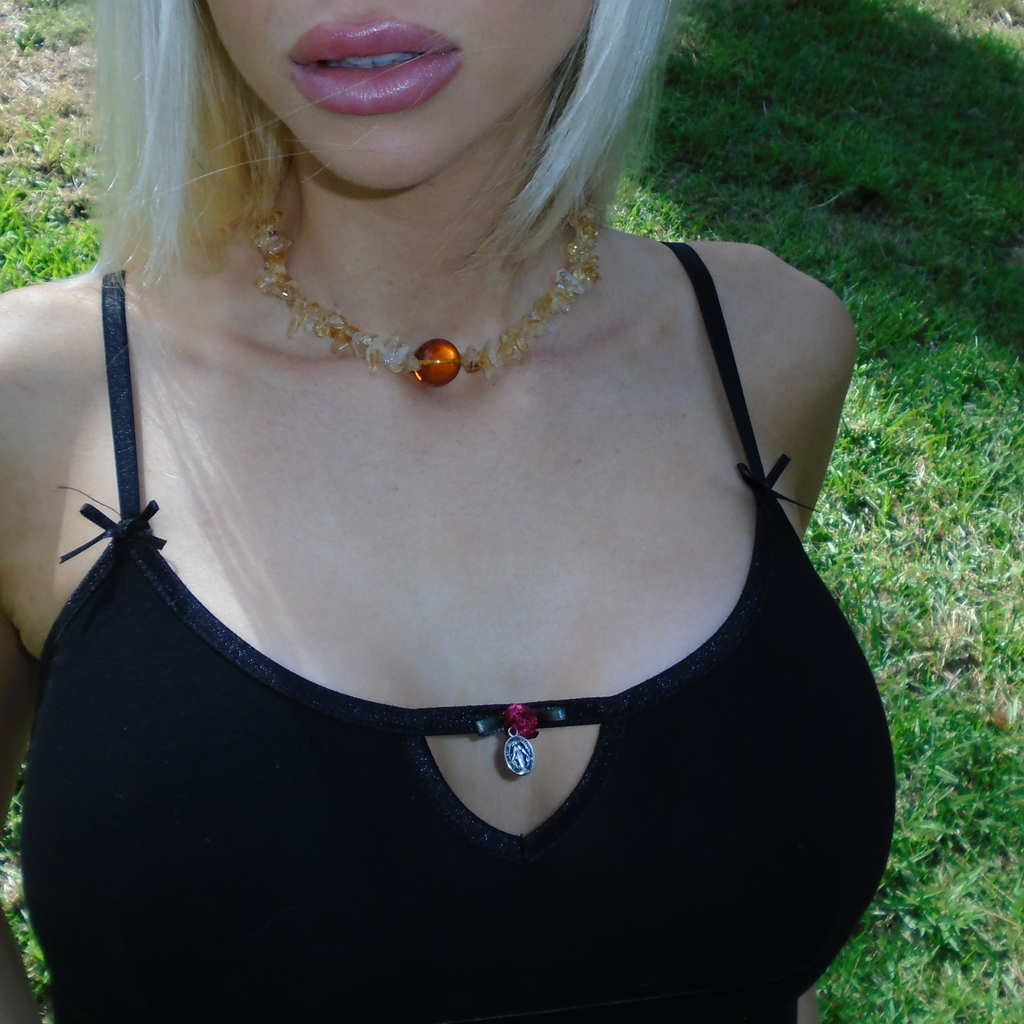 Fossil Choker - Amber & Citrine